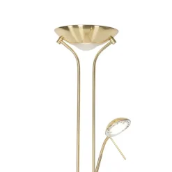 QAZQA Schlafzimmerlampen|Küchenlampen*Moderne Stehleuchte Messing mit Leselampe inkl. LED dim to warm - Diva