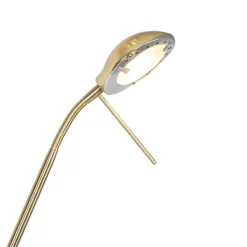 QAZQA Schlafzimmerlampen|Küchenlampen*Moderne Stehleuchte Messing mit Leselampe inkl. LED dim to warm - Diva