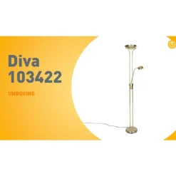 QAZQA Schlafzimmerlampen|Küchenlampen*Moderne Stehleuchte Messing mit Leselampe inkl. LED dim to warm - Diva