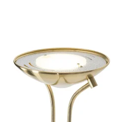 QAZQA Schlafzimmerlampen|Küchenlampen*Moderne Stehleuchte Messing mit Leselampe inkl. LED dim to warm - Diva