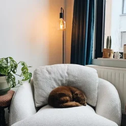 QAZQA Stehlampen|Wohnzimmerlampen*Moderne Stehleuchte Schwarz Rund 145cm - Facil