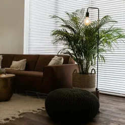 QAZQA Stehlampen|Wohnzimmerlampen*Moderne Stehleuchte Schwarz Rund 145cm - Facil