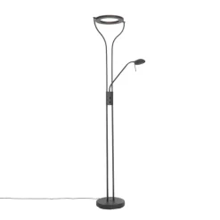 QAZQA Led-Stehlampen|Stehlampen*Moderne Stehleuchte schwarz mit Lesearm inkl. LED und Dimmer - Divo