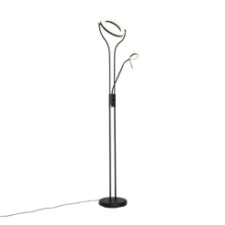 QAZQA Led-Stehlampen|Stehlampen*Moderne Stehleuchte schwarz mit Lesearm inkl. LED und Dimmer - Divo