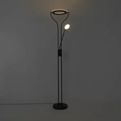 QAZQA Led-Stehlampen|Stehlampen*Moderne Stehleuchte schwarz mit Lesearm inkl. LED und Dimmer - Divo