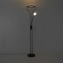 QAZQA Led-Stehlampen|Stehlampen*Moderne Stehleuchte schwarz mit Lesearm inkl. LED und Dimmer - Divo