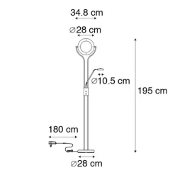 QAZQA Led-Stehlampen|Stehlampen*Moderne Stehleuchte schwarz mit Lesearm inkl. LED und Dimmer - Divo