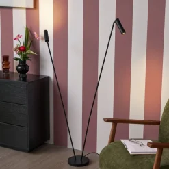 QAZQA Stehlampen|Wohnzimmerlampen*Moderne Stehleuchte schwarz 2-flammig GU10 35mm - Thomas