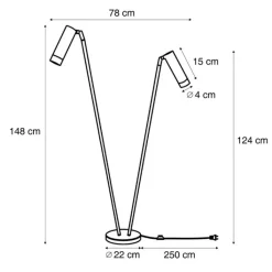 QAZQA Stehlampen|Wohnzimmerlampen*Moderne Stehleuchte schwarz 2-flammig GU10 35mm - Thomas