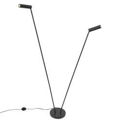 QAZQA Stehlampen|Wohnzimmerlampen*Moderne Stehleuchte schwarz 2-flammig GU10 35mm - Thomas