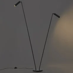 QAZQA Stehlampen|Wohnzimmerlampen*Moderne Stehleuchte schwarz 2-flammig GU10 35mm - Thomas