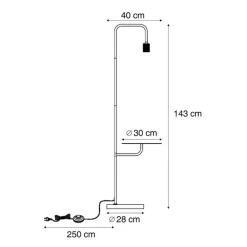QAZQA Stehlampen|Wohnzimmerlampen*Moderne Stehleuchte Schwarz mit Rundtisch - Ostrich