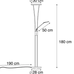 QAZQA Lampen Für Dein Homeoffice|Led-Stehlampen*Moderne Stehleuchte schwarz inkl. LED mit Lesearm - Divine