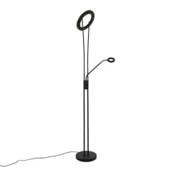 QAZQA Lampen Für Dein Homeoffice|Led-Stehlampen*Moderne Stehleuchte schwarz inkl. LED mit Lesearm - Divine