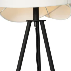 QAZQA Schlafzimmerlampen|Küchenlampen*Moderne Stehleuchte schwarz mit weißem Schirm - Cloth