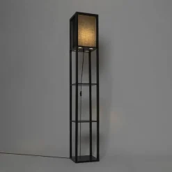 QAZQA Stehlampen|Wohnzimmerlampen*Moderne Stehleuchte schwarz mit Stoffschirm - Stojan