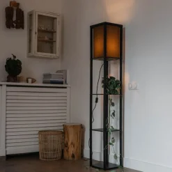 QAZQA Stehlampen|Wohnzimmerlampen*Moderne Stehleuchte schwarz mit Stoffschirm - Stojan