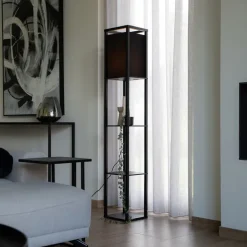 QAZQA Stehlampen|Wohnzimmerlampen*Moderne Stehleuchte schwarz mit Stoffschirm - Stojan