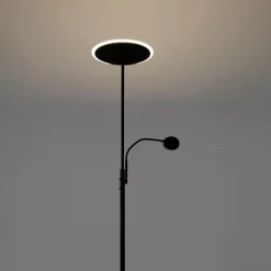 QAZQA Küchenlampen|Esszimmerlampen*Moderne Stehleuchte schwarz inkl. LED mit Fernbedienung und Lesearm - Strela