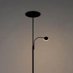 QAZQA Küchenlampen|Esszimmerlampen*Moderne Stehleuchte schwarz inkl. LED mit Fernbedienung und Lesearm - Strela