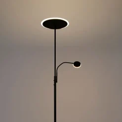 QAZQA Küchenlampen|Esszimmerlampen*Moderne Stehleuchte schwarz inkl. LED mit Fernbedienung und Lesearm - Strela