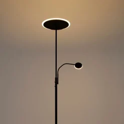 QAZQA Küchenlampen|Esszimmerlampen*Moderne Stehleuchte schwarz inkl. LED mit Fernbedienung und Lesearm - Strela