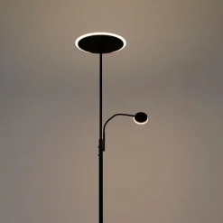 QAZQA Küchenlampen|Esszimmerlampen*Moderne Stehleuchte schwarz inkl. LED mit Fernbedienung und Lesearm - Strela