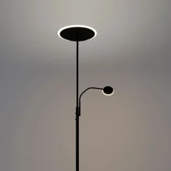 QAZQA Küchenlampen|Esszimmerlampen*Moderne Stehleuchte schwarz inkl. LED mit Fernbedienung und Lesearm - Strela