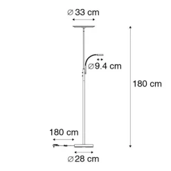 QAZQA Küchenlampen|Esszimmerlampen*Moderne Stehleuchte schwarz inkl. LED mit Fernbedienung und Lesearm - Strela