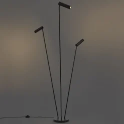 QAZQA Stehlampen|Wohnzimmerlampen*Moderne Stehleuchte schwarz 3-flammig GU10 35mm - Thomas