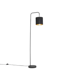 QAZQA Schlafzimmerlampen|Wohnzimmerlampen*Moderne Stehleuchte Schwarz mit Lampenschirm - Lofty