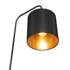 QAZQA Schlafzimmerlampen|Wohnzimmerlampen*Moderne Stehleuchte Schwarz mit Lampenschirm - Lofty