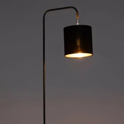 QAZQA Schlafzimmerlampen|Wohnzimmerlampen*Moderne Stehleuchte Schwarz mit Lampenschirm - Lofty