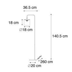 QAZQA Schlafzimmerlampen|Wohnzimmerlampen*Moderne Stehleuchte Schwarz mit Lampenschirm - Lofty