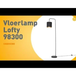 QAZQA Schlafzimmerlampen|Wohnzimmerlampen*Moderne Stehleuchte Schwarz mit Lampenschirm - Lofty