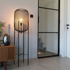 QAZQA Stehlampen|Wohnzimmerlampen*Moderne Stehleuchte schwarz 135cm - Bliss Mesh