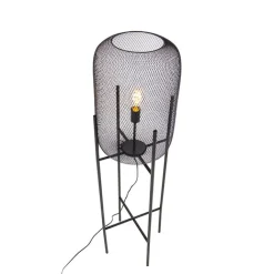 QAZQA Stehlampen|Wohnzimmerlampen*Moderne Stehleuchte schwarz 135cm - Bliss Mesh