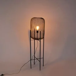 QAZQA Stehlampen|Wohnzimmerlampen*Moderne Stehleuchte schwarz 135cm - Bliss Mesh