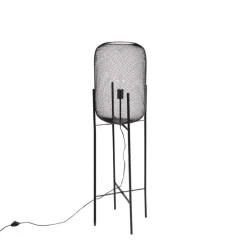 QAZQA Stehlampen|Wohnzimmerlampen*Moderne Stehleuchte schwarz 135cm - Bliss Mesh