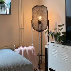 QAZQA Stehlampen|Wohnzimmerlampen*Moderne Stehleuchte schwarz 135cm - Bliss Mesh