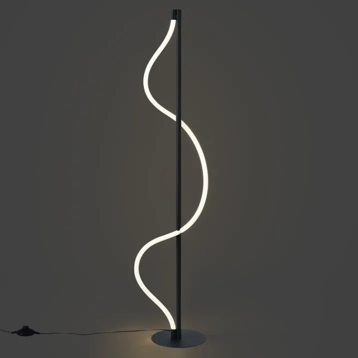 QAZQA Led-Stehlampen|Stehlampen*Moderne Stehleuchte Schwarz inkl. LED 3-Stufen-Dimmbar - Twirl