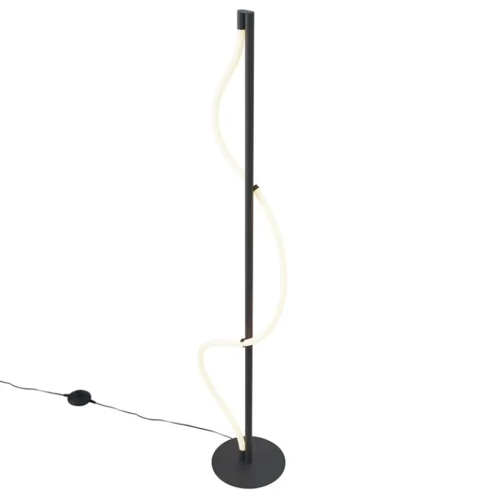 QAZQA Led-Stehlampen|Stehlampen*Moderne Stehleuchte Schwarz inkl. LED 3-Stufen-Dimmbar - Twirl