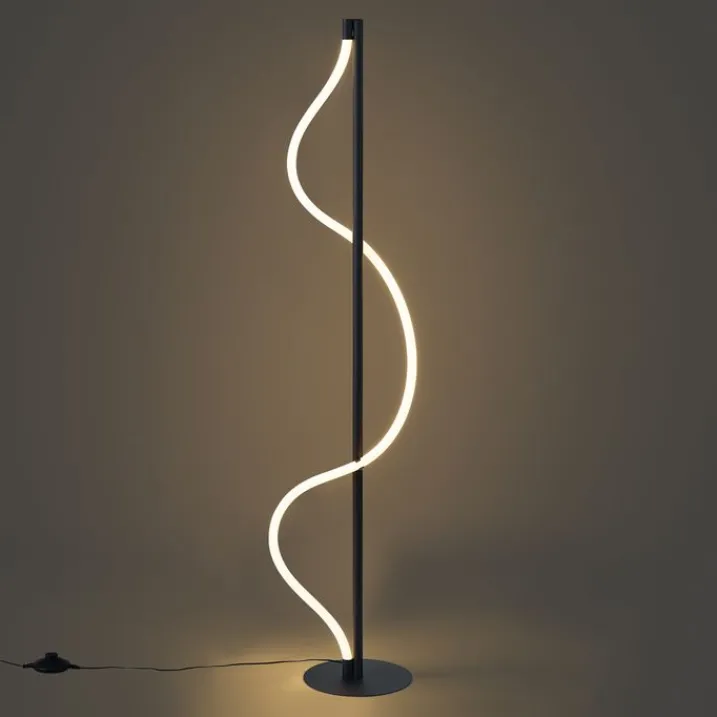 QAZQA Led-Stehlampen|Stehlampen*Moderne Stehleuchte Schwarz inkl. LED 3-Stufen-Dimmbar - Twirl