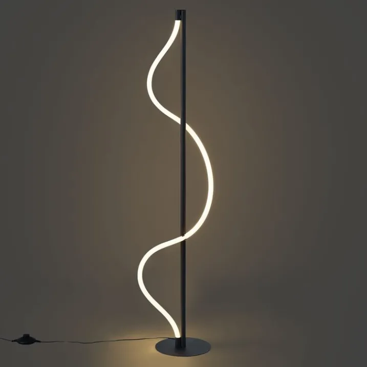 QAZQA Led-Stehlampen|Stehlampen*Moderne Stehleuchte Schwarz inkl. LED 3-Stufen-Dimmbar - Twirl