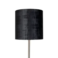 QAZQA Stehlampen|Wohnzimmerlampen*Moderne Stehleuchte Stahl schwarz Stoffschirm 40 cm - Simplo