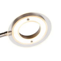 QAZQA Lampen Für Dein Homeoffice|Schlafzimmerlampen*Moderne Stehleuchte Stahl und Glas inkl. LED mit Lesearm - Divine