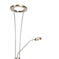 QAZQA Lampen Für Dein Homeoffice|Schlafzimmerlampen*Moderne Stehleuchte Stahl und Glas inkl. LED mit Lesearm - Divine