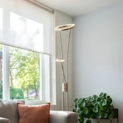QAZQA Lampen Für Dein Homeoffice|Schlafzimmerlampen*Moderne Stehleuchte Stahl und Glas inkl. LED mit Lesearm - Divine