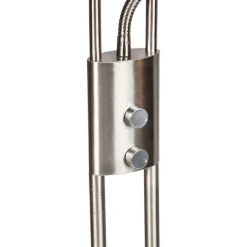 QAZQA Lampen Für Dein Homeoffice|Schlafzimmerlampen*Moderne Stehleuchte Stahl und Glas inkl. LED mit Lesearm - Divine