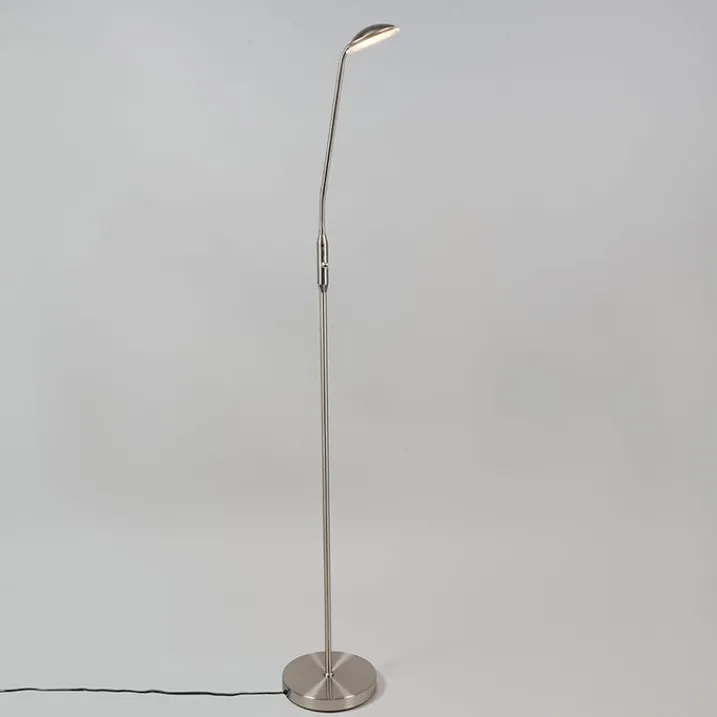 QAZQA Schlafzimmerlampen|Wohnzimmerlampen*Moderne Stehleuchte Stahl inkl. LED - Eva